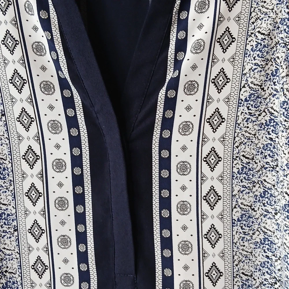 Dalia Navy Blue & White Bandana Abstract Print  Sleeveless Shift Dress Women's … - Picture 3 of 7